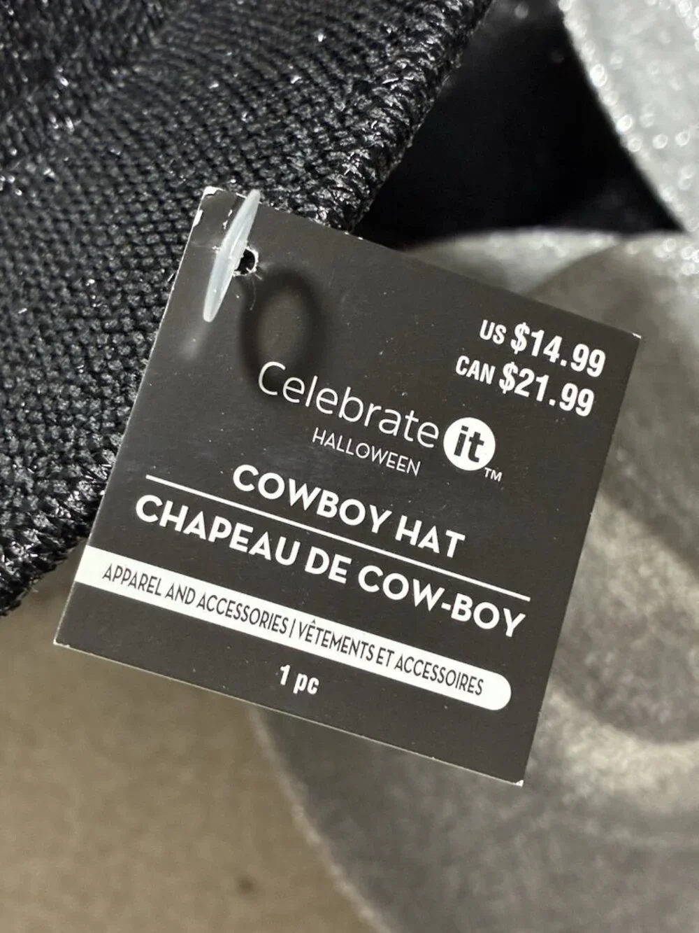Lot of 6 Celebrate Glitter Cowboy Hats 3 Black 3 Silver Space Cowgirl Party NWT